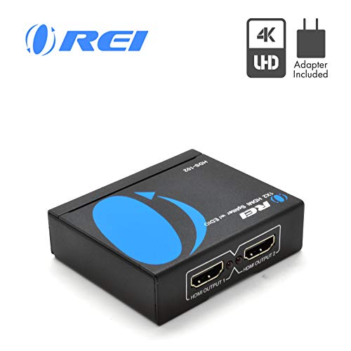 Product Cover 4K HDMI Splitter 1 in 2 Out by OREI - Ultra HD @ 30 Hz 1x2 Ver. 1.4 HDCP, Power HDMI Supports 3D Full HD 1080P for Xbox, PS4 PS3 Fire Stick Blu Ray Apple TV HDTV - Adapter Included