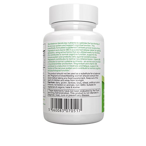Product Cover Neurobalance, Zinc, Magnesium & Vitamin B6 Supplement for Adults & Children, 120 Tablets