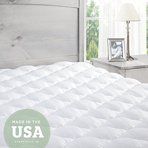 Product Cover Pillowtop Mattress Pad with Fitted Skirt - Extra Plush Topper Found in Marriott Hotels - Made in the USA, Queen