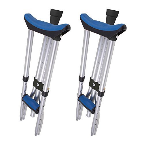 Product Cover Carex Folding Crutches - Folding Aluminum Underarm Crutches - Lightweight, Great for Travel or Work, 2 Crutches Included, for 4'11