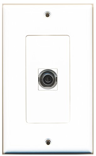 Product Cover RiteAV - 1 3.5mm Audio-Headphone Jack Port Wall Plate Decorative - White
