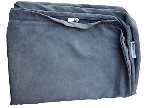 Product Cover Dogbed4less 47X29X4 Inches XL Size : Suede Fabric External Replacement Cover in Gray Color with Zipper Liner for Dog Pet Bed Pillow or pad - Replacement Cover only