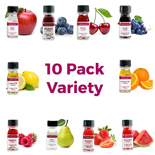 Product Cover LorAnn Super Strength Pack #1 of 10 Fruity Flavors in 1 dram bottles (.0125 fl oz - 3.7ml) bottles