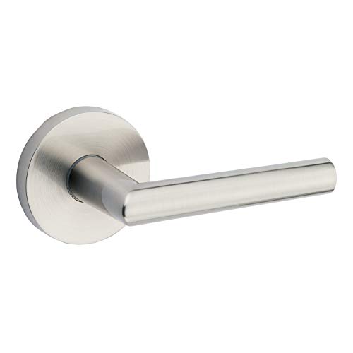 Product Cover Kwikset 91540-003 Milan Door Handle Lever with Modern Contemporary Slim Round Design for Home Hallway or Closet Passage in Satin Nickel