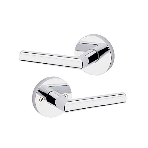 Product Cover Kwikset 91540-004 Milan Door Handle Lever with Modern Contemporary Slim Round Design for Home Hallway or Closet Passage in Polished Chrome