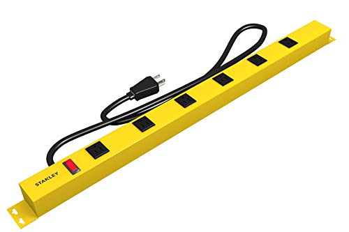 Product Cover Stanley 31613 NCC31613 ShopMAX Pro 6-Outlet Surge-Protector Power Bar, 4-Foot Cord, Yellow