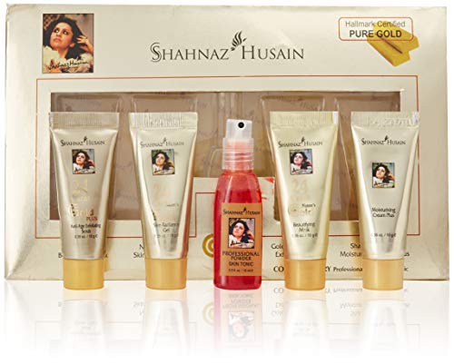 Product Cover Shahnaz Husain 24 Carat Gold Skin Radiance Timeless Youth Kit with Exfoliating Scrub, Radiance Gel, Moisturizing Cream, and Mask (4 x 10 gm)