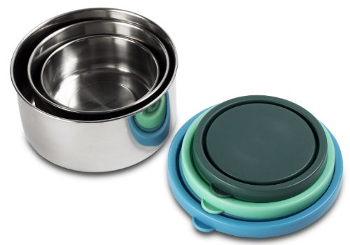 Product Cover MIRA Stainless Steel Lunch Box Food Storage Containers | BPA Free, Eco-Friendly & Reusable Snack Food Nesting Containers for Kids & Adults | Set of 3 (Blue/Emerald/Teal)