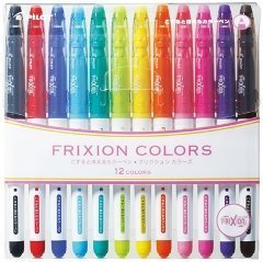 Product Cover Pilot Frixion Colors Erasable Marker - 12 Color set /Value set Which Attached the Eraser Only for Friction