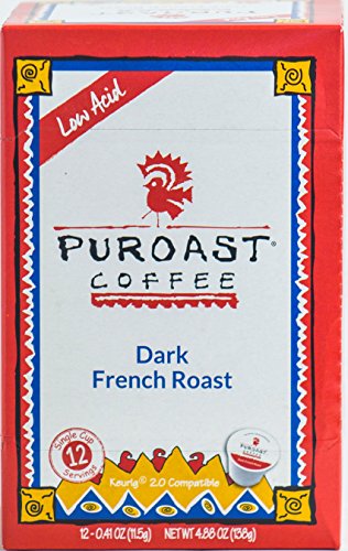 Product Cover Puroast Low Acid Coffee French Roast Single Serve, 2.0 Keurig Compatible, 4.88 Ounce (pack of 12 single servings)