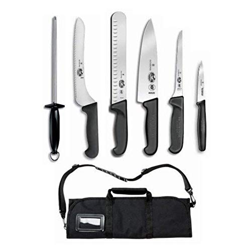 Product Cover Victorinox Forschner 7 Pc Fibrox Deluxe Culinary Knife Roll Set,Black
