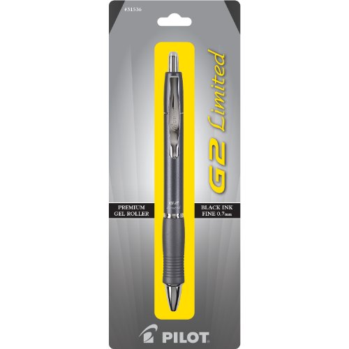 Product Cover PILOT G2 Limited Refillable & Retractable Rolling Ball Gel Pen, Fine Point, Gray Barrel, Black Ink, Single Pen (31536)