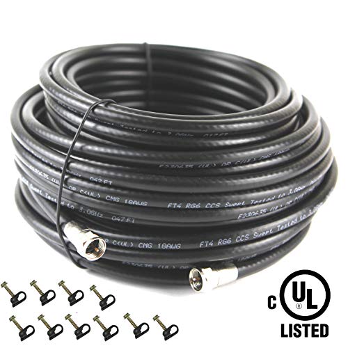 Product Cover KUNOVA (TM) RG-6 Satellite TV 3.0 GHz Coaxial Cable with Connectors UL CMG in Wall Rated - 100 Feet (30.48 Meters) ...