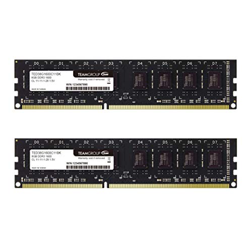 Product Cover TEAMGROUP Elite DDR3 16GB Kit (2 x 8GB) 1600MHz (PC3-12800) CL11 Unbuffered Non-ECC 1.5V UDIMM 240 Pin PC Computer Desktop Memory Module Ram Upgrade - TED316G1600C11DC01-16GB Kit (2 x 8GB)