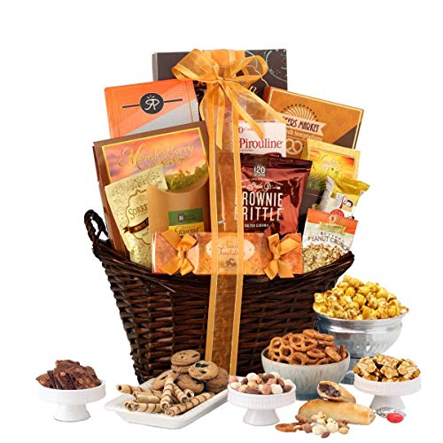Product Cover Gourmet Gift Basket of Chocolates, Cookies and Snacks Food Gift Baskets. The Perfect Gift for Birthdays, Sympathy or Any Occasion