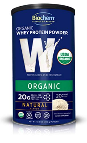 Product Cover Biochem 100% Whey Protein - Natural Flavor - 10.5 Ounce - Preworkout - Immune Health - Easily Digestible - Amino Acids - Easy to Mix - USDA Organic