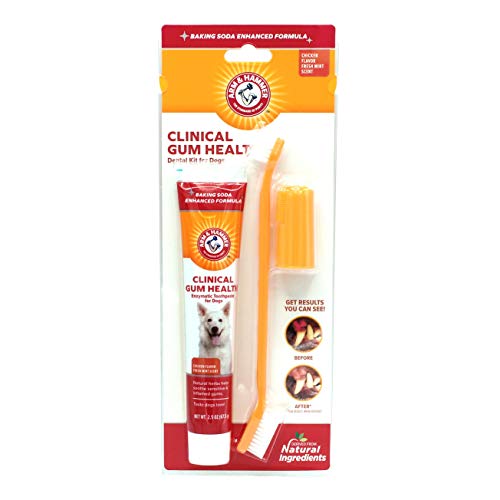 Product Cover Arm & Hammer Clinical Care Dental Gum Health Kit for Dogs | Contains Toothpaste, Toothbrush & Fingerbrush | Soothes Inflamed Gums, 3-Piece Kit, Chicken Flavor