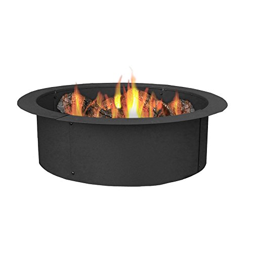 Product Cover Sunnydaze Fire Pit Ring - 33 Inch Outside x 27 Inch Inside - DIY Campfire Liner - Portable Wood Burning Ring - Above or In-Ground - Durable Steel