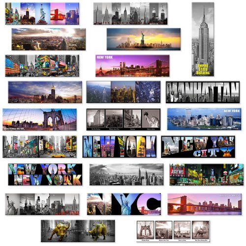 Product Cover 24 Various Collectible NYC New York Panoramic Photo Wide Magnets NYC 5x1.6 inch - Pack of 24