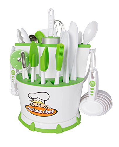 Product Cover Curious Chef TCC50197 Children's 30-Piece Chef Caddy Collection, 13.8 x 13 x 10.5 Inch, White/Green