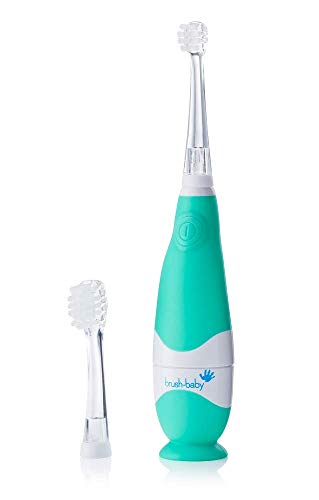 Product Cover Brush Baby BabySonic Infant and Toddler Electric Toothbrush for Ages 0-3 Years - Smart LED Timer and Gentle Vibration Provide a Fun Brushing Experience - Includes 2 Sensitive Brush Heads - Teal