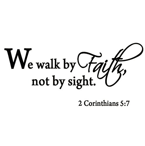 Product Cover VWAQ We Walk by Faith Not by Sight 2 Corinthians 5:7 Wall Decal Quote Bible Religious Scripture Wall Art Sticker