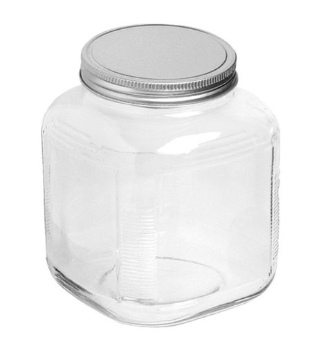 Product Cover Anchor Hocking 1-Gallon Cracker Jar with Brushed Aluminum Lid, Set of 4, Clear Glass - 85725