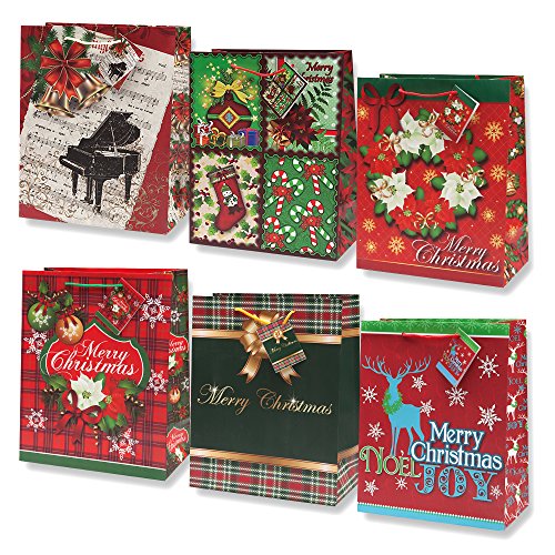 Product Cover 12 Christmas Gift Bags Medium Bulk Assortment with Handles and Tags for Wrapping Holiday Gifts