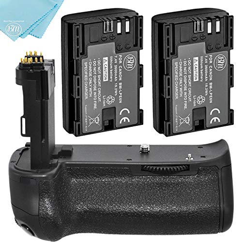 Product Cover Battery Grip Kit for Canon EOS 70D, EOS 80D, EOS 90D Digital SLR Camera Includes Qty 2 BM Prmeium LP-E6 Batteries + BG-E14 Replacement Battery Grip