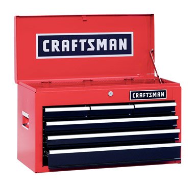 Product Cover Craftsman 6 Drawer Heavy Duty Top Tool Chest, All Steel Construction & Smooth Glide Drawers