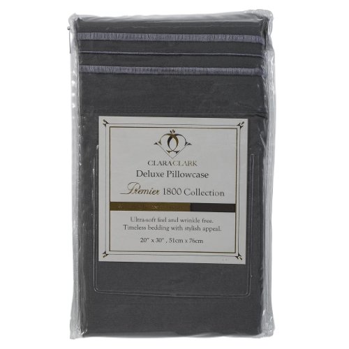 Product Cover Clara Clark Premier 1800 Collection Pillowcase Set - King Size, Charcoal Stone Gray