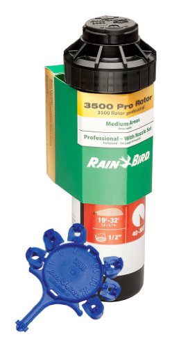 Product Cover Rain Bird CP3504PC Pro Rotor with Rain Curtain Nozzle Set, 40° - 360° Pattern, 15' - 35' Spray Distance