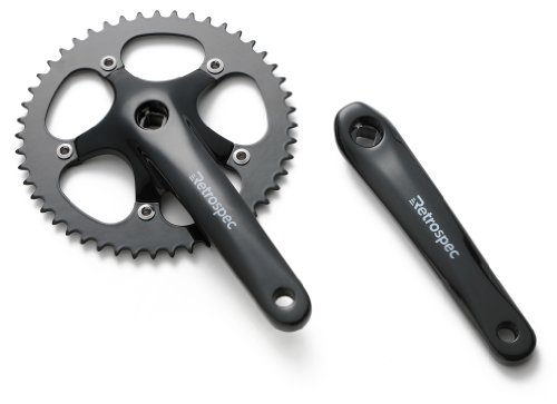 Product Cover Retrospec Bicycles Fixed-Gear Crank Single-Speed Road Bicycle Forged Crankset, Black, 44T