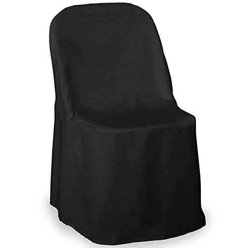 Product Cover Lann's Linens - 10 Elegant Wedding/Party Folding Chair Covers - Polyester Cloth - Black