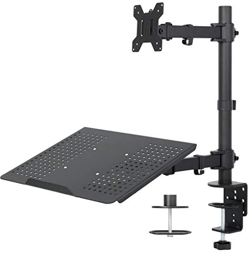 Product Cover VIVO Black Fully Adjustable Single Computer Monitor and Laptop Desk Mount Combo, Stand with Grommet Option | Fits up to 24 inch Screens and up to 17 inch Laptops (STAND-V002C)