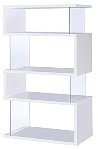 Product Cover Asymmetrical Snaking Bookcase White Glossy and Clear