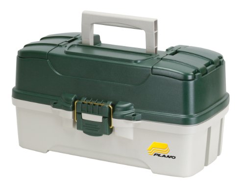 Product Cover Plano 3-Tray Tackle Box with Dual Top Access, Dark Green Metallic/Off White, Premium Tackle Storage