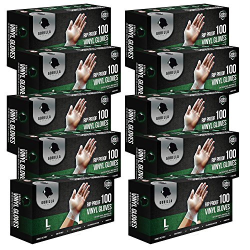 Product Cover 1000 Gorilla Supply Heavy Duty Vinyl Gloves Large 10 of 100 Powder Free 4mil Disposable