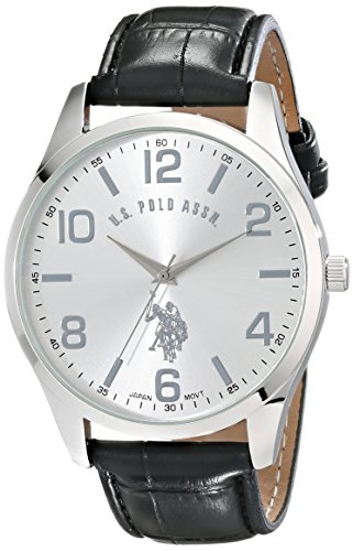 Product Cover U.S. Polo Assn. Classic Men's USC50224 Silver-Tone Watch with Black Faux Leather Band