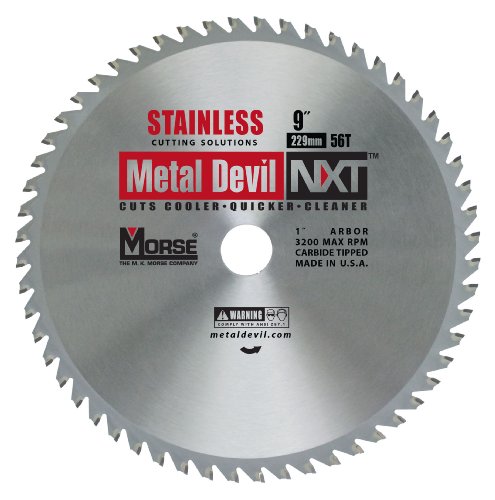 Product Cover MK Morse CSM956NSSC Metal Devil Circular Saw Blade, 9-Inch Diameter, 1-Inch Arbor, 56 Teeth, Stainless Steel Cutting