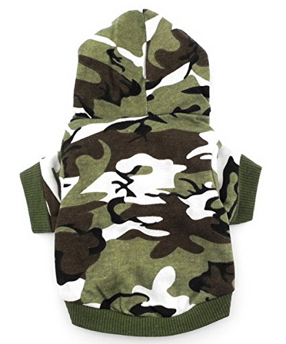 Product Cover SMALLLEE_LUCKY_STORE BFL002-S Army Green Hoodie Hooded Christmas T Tee shirt Small dog clothes costume - green camo (Small (Chest14