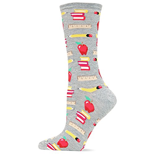 Product Cover Hot Sox Women's Originals Classics Novelty Crew Socks, Teacher'S Pet (Gents Heather), Shoe Size: 4-10
