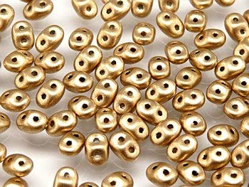 Product Cover Czech SuperDuo Two-Hole Seed Crystal Beads 5.5x2.5mm Crystal Bronze Pale Gold 22gram
