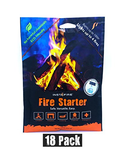 Product Cover Instafire Granulated Fire Starter, All Natural, Eco-Friendly, Lights up to 72 Total Fires in Any Weather, Awarded 2017 Fire Starter of The Year, 18 Pk