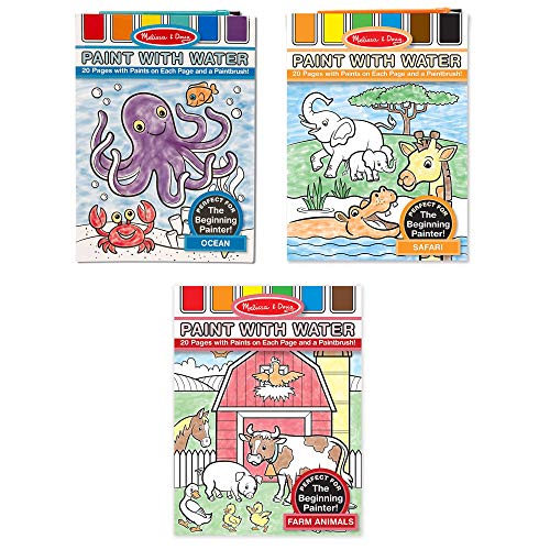 Product Cover Melissa & Doug Paint with Water Activity Books Set 3-Pack; Arts & Crafts; Easy to Use; Farm, Ocean, Safari (20 Pages in Each, Great Gift for Girls and Boys - Best for 3, 4, 5, and 6 Year Olds)
