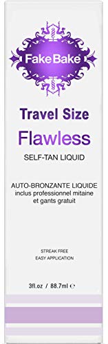 Product Cover Fake Bake Flawless Travel Size Self-Tanning Liquid Spray | Streak-Free Lasting Sunless Glow For All Skin Tones | Black Coconut Scent | Includes Professional Tanning Mitt To Ease Application | 3 oz