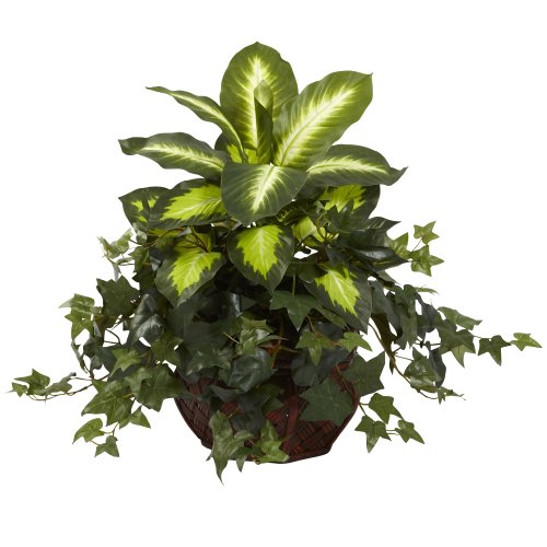 Product Cover Nearly Natural 6732 Dieffenbachia and Ivy with Decorative Planter, Green