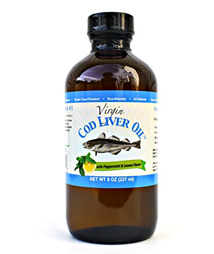 Product Cover Virgin Cod Liver Oil - Natural, Wild Caught & Fresh Tasting (Lemon and Peppermint Flavored)