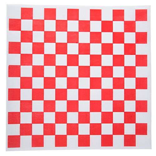 Product Cover Checkered Deli Basket Liner, 12 X 12 Inches, Red and White, 100 Count