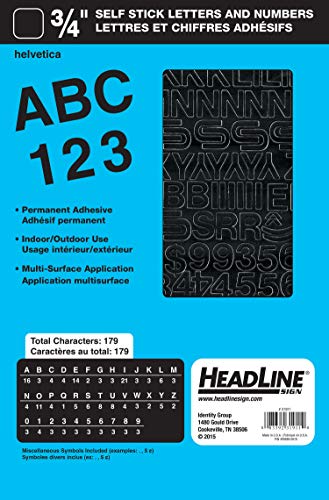 Product Cover Headline Sign 31911 Stick-On Vinyl Letters and Numbers, Black, 3/4-Inch